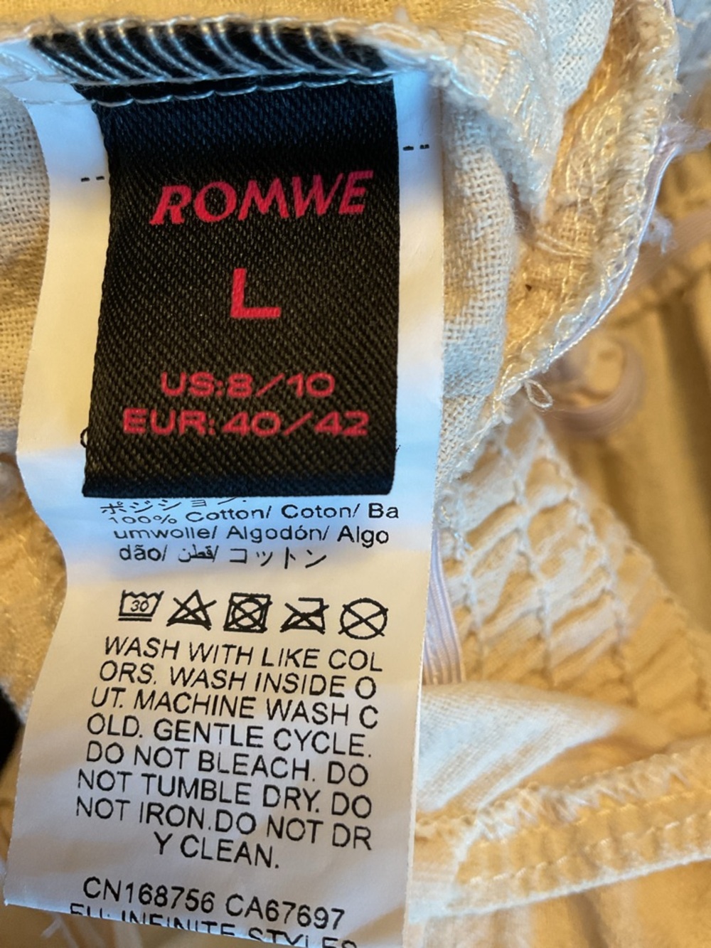 ROMWE Boho Cotton Gold Embroidered Sundress Size L - Picture 7 of 7